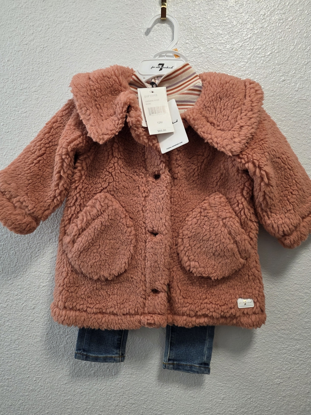 7 For All Mankind Toddler Plush Sherpa Coat - Dusty Rose